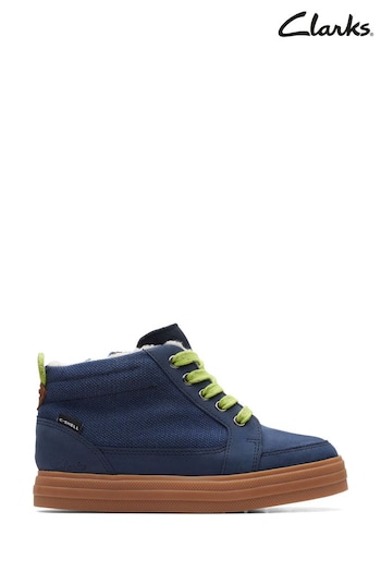 Clarks Navy Blue G Fit Leather Rain Basketball Boots (U27527) | £54