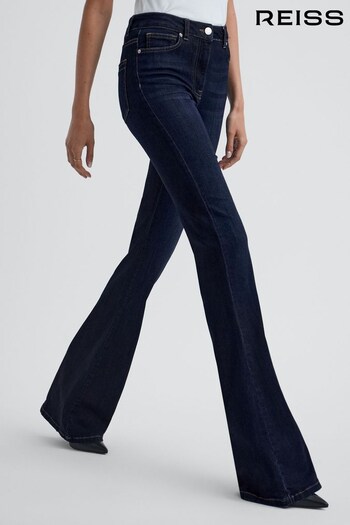Reiss Dark Indigo Beau Petite High Rise Skinny Flared Jeans seitlichem (U27631) | £135