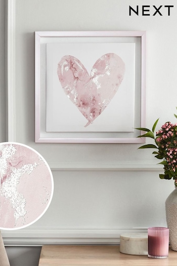 Pink Heart Framed Canvas Wall Art (U28023) | £20
