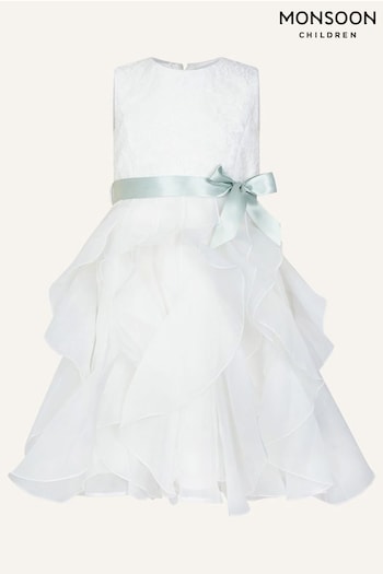 Monsoon Natural Lace Ruffle Dress (U28083) | £62 - £72