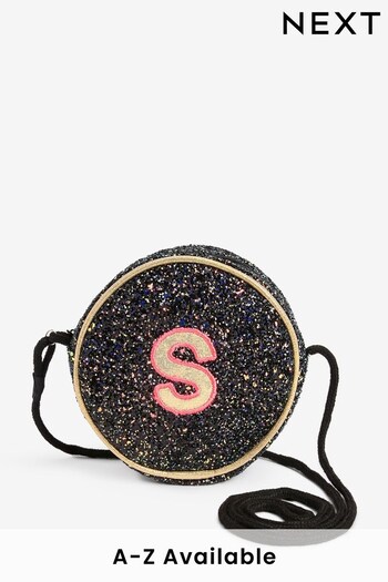 Black S Initial Glitter Bag (U28554) | £15