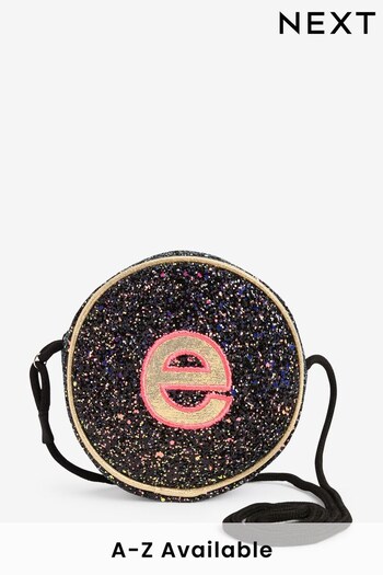 Black E Initial Glitter Bag (U28555) | £15