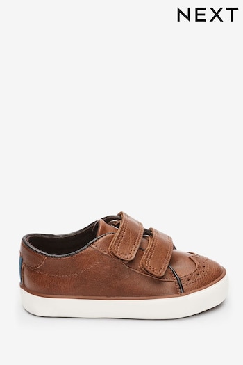Tan/Brown Brogue Strap Touch Fastening Shoes (U28810) | £18 - £21