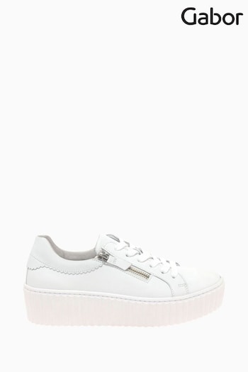 Gabor Dolly White Leather Trainers (U29133) | £100