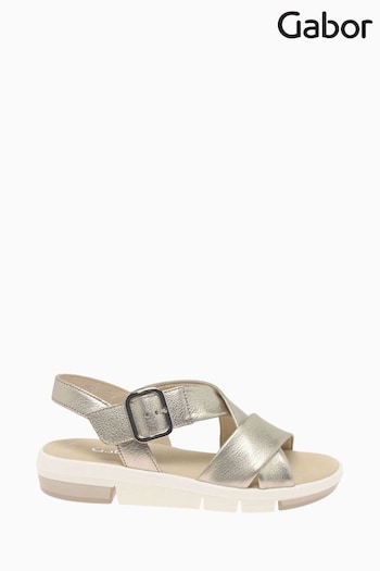 Gabor Sunshine Puder Natural Metallic Leather Sandals polo-shirts (U29139) | £85