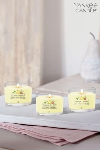 Yankee Candle Set of 3 Yellow Filled Votive Iced Berry Lemonade Candles (U29283) | £10