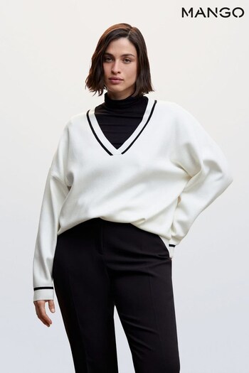 Mango Contrasting V-Neck Sweater (U29529) | £36
