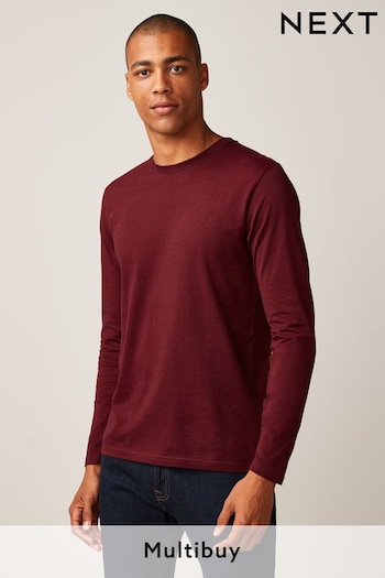 Burgundy Red Long Sleeve Crew Neck T-Shirt (U29648) | £10.50