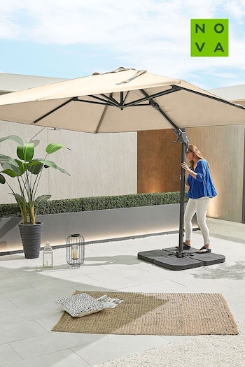 Nova Outdoor Living Beige Genesis Cantilever Square Parasol with Cover (U29846) | £400
