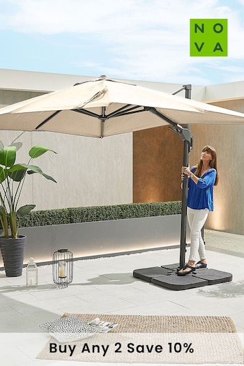 Nova Outdoor Living Beige Genesis Cantilever 3m x 2.5m Rectangular Parasol with Cover (U29848) | £400