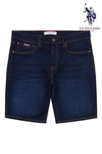 U.S. Polo Assn Blue 5 Pocket Denim Shorts - Slim Fit (U30227) | £45