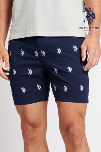 U.S. Polo Assn White AOP DHM Shorts (U30258) | £25
