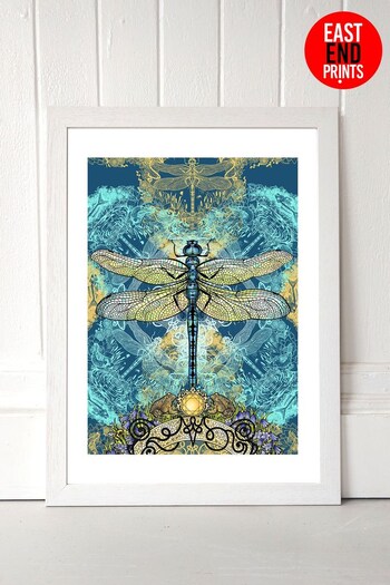East End Prints Teal Blue Spirited Dragonfly Print by Becca Who (U30285) | £47 - £132
