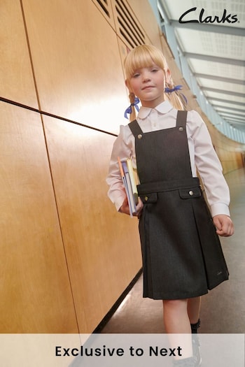 Clarks Grey School Tabard Pinafore Dress (U30425) | £14 - £16