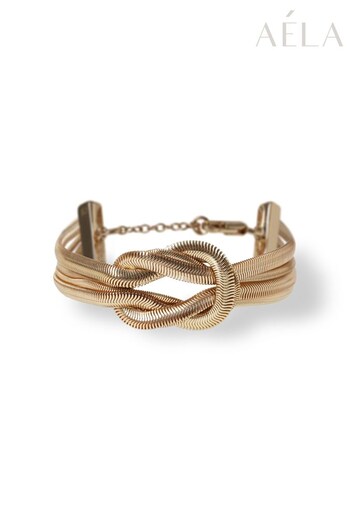 Aela Gold Tone Snake Chain Knot Bracelet (U30639) | £16.50