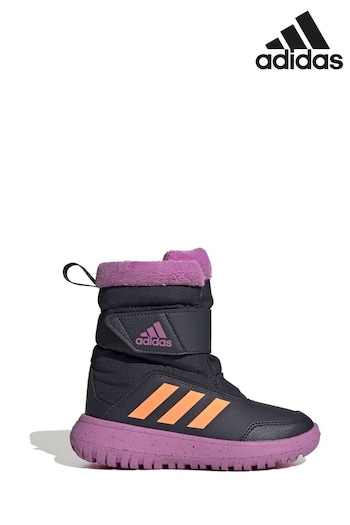 adidas Black/White Winterplay Kids Boots Trainers (U30813) | £45