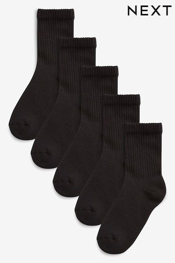 Black 5 Pack Cotton Rich Cushioned Footbed Ribbed top (U30946) | £8.50 - £10.50