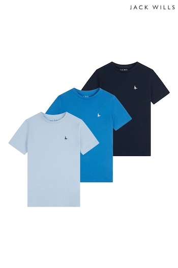 Jack Wills Blue Mr Wills T-Shirts Croz 3 Pack (U31028) | £35 - £48