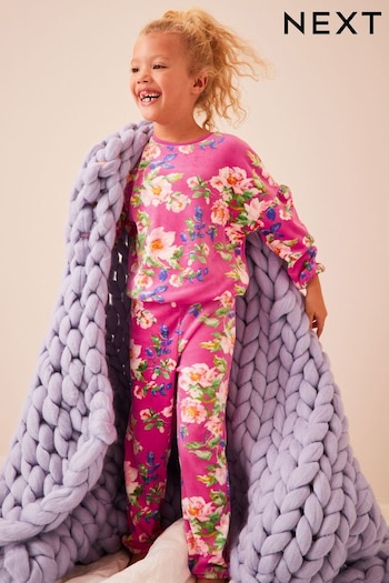 Pink Floral Cosy Fleece Pyjamas (9mths-16yrs) (U31133) | £14 - £22