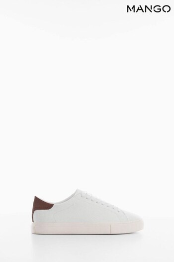 Mango Lace-up Leather Sneakers White Trainers (U31138) | £80