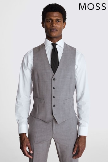 MOSS Performance Tailored Fit Light Grey Suit Waistcoat (U31335) | £80