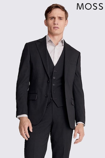 MOSS Charcoal Grey Regular Fit Stretch Suit: Jacket (U31336) | £119