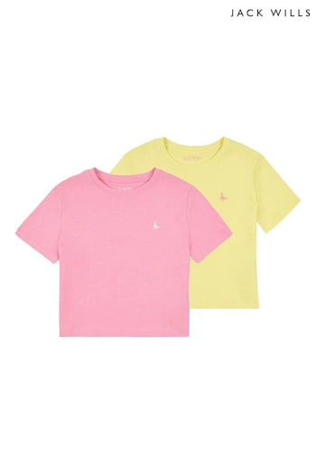 Jack Wills Pink Twin Pack Jack Wills Crop T-Shirts (U31346) | £25 - £36
