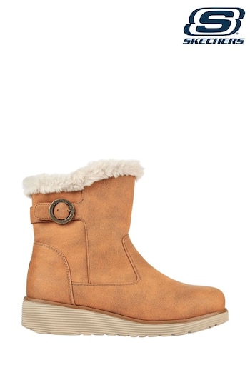 Skechers 667055-BKGY Brown Keepsakes Wedge Comfy Winter Womens Boots (U31918) | £79