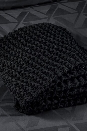 Nalu Nicole Scherzinger Black Akela Chunky Knit Throw (U32024) | £150