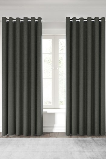 Nalu Nicole Scherzinger Grey Kalo Textured Fully Lined Eyelet Curtains (U32027) | £55 - £95