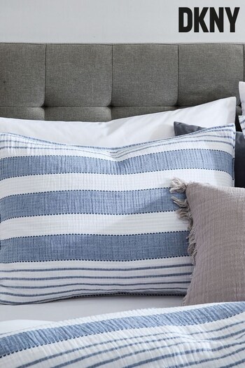 DKNY Navy Blue Comfy Stripe Super Soft Housewife Pillowcase (U32072) | £30