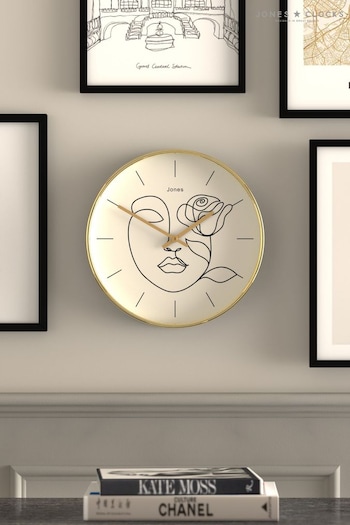 Jones Clocks Gold Gold Serena Minimal Line Art Wall Clock (U32281) | £32