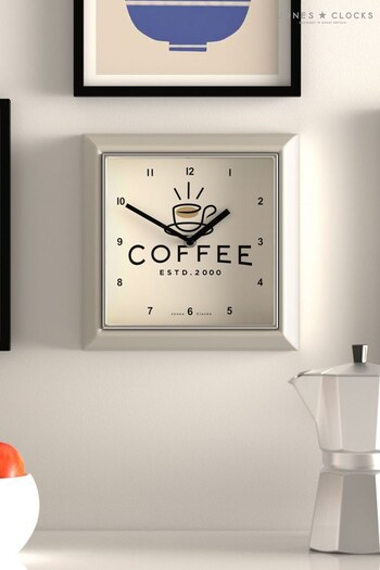 Jones Clocks Grey Linen Grey Coffee Wall Clock (U32289) | £30