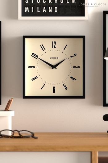 Jones Clocks Black Black Box Square Wall Clock (U32301) | £26