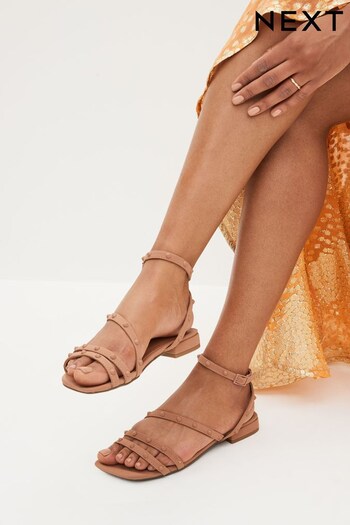 Camel Brown Forever Comfort® Stud Sandals with Ankle Strap (U32368) | £39