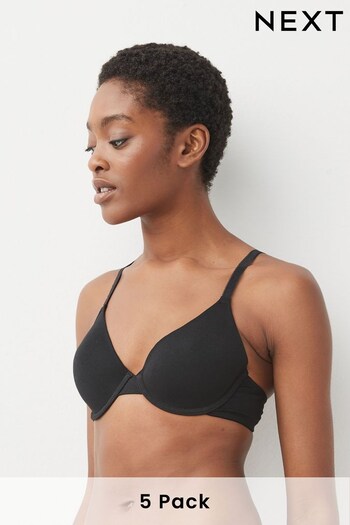 Black/White/Nude Pad Full Cup Cotton Bras 5 Pack (U32836) | £40