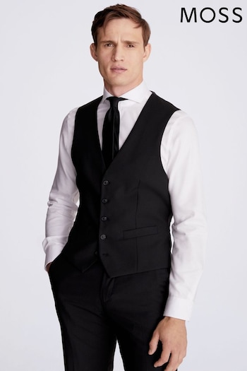 MOSS Tailored Fit Black Stretch Suit Waistcoat (U32847) | £60
