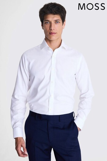 MOSS Tailored Fit White Textured Zero Iron Shirt (U32851) | £50