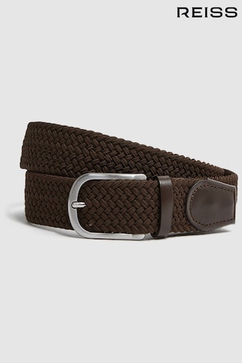 Reiss Dark Brown Elmont Woven Belt (U32996) | £58