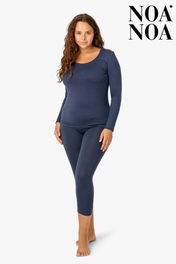 Noa Noa Blue Noos Lace Jersey Leggings (U34011) | £29