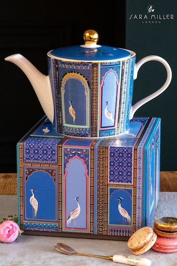 Sara Miller Blue Portmeirion Teapot with Lattice Windows (U34030) | £66