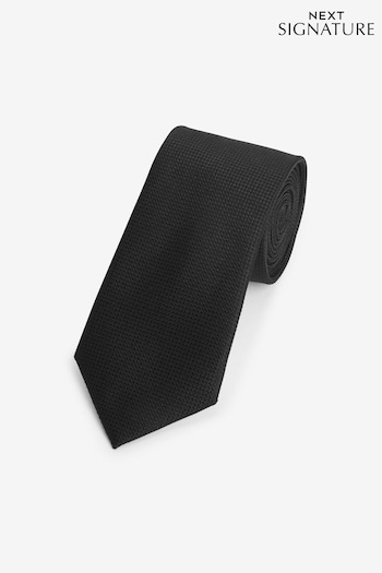 Black Textured Silk Tie (U34040) | £18