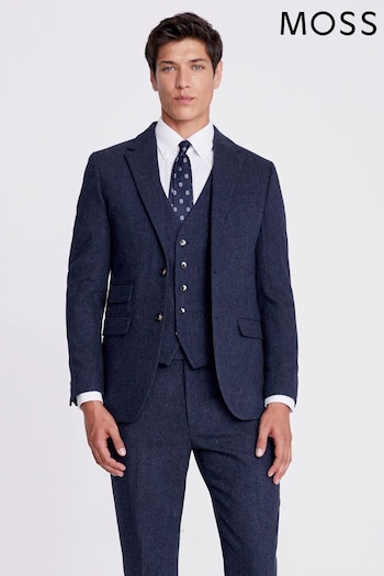MOSS Slim Fit Blue Donegal Suit (U34152) | £159