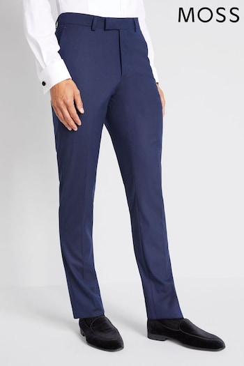 MOSS Navy Blue Slim Fit Tuxedo Suit: Trousers (U34158) | £70