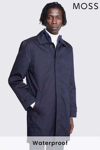 MOSS Blue Tailored Fit Padded Raincoat (U34602) | £199