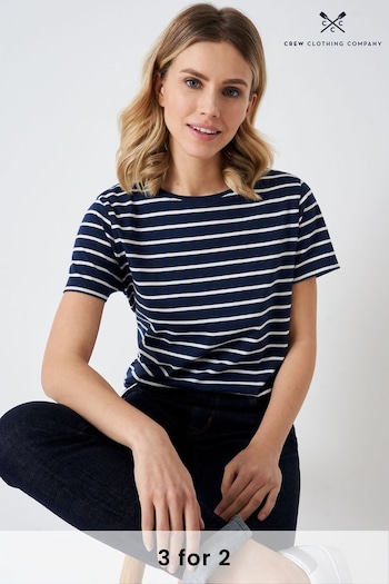 Crew Clothing Company Blue Stripe Cotton T-Shirt (U34670) | £22