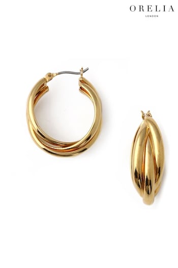 Orelia London 18K Gold Interlocking Hoop Earrings (U35243) | £22