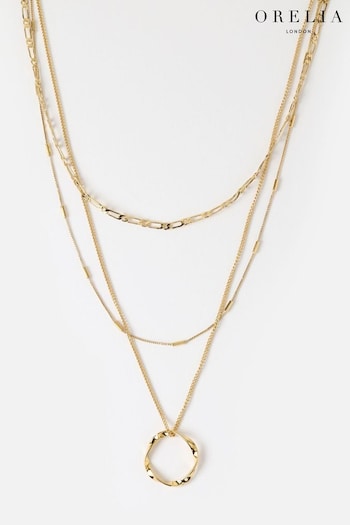 Orelia London Open Circle Chain 3 Row Necklace (U35250) | £32