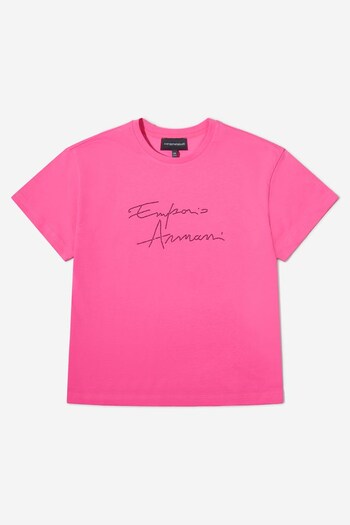 Girls Cotton Jersey Logo T-Shirt in Pink (U35278) | £45