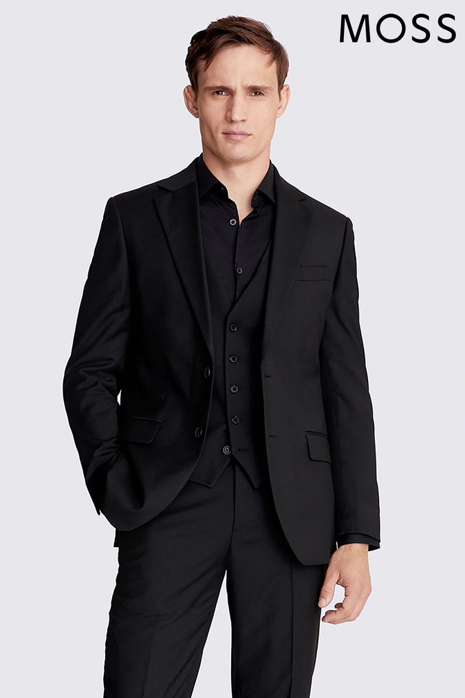 MOSS Black Regular Fit Stretch Suit (U35301) | £119